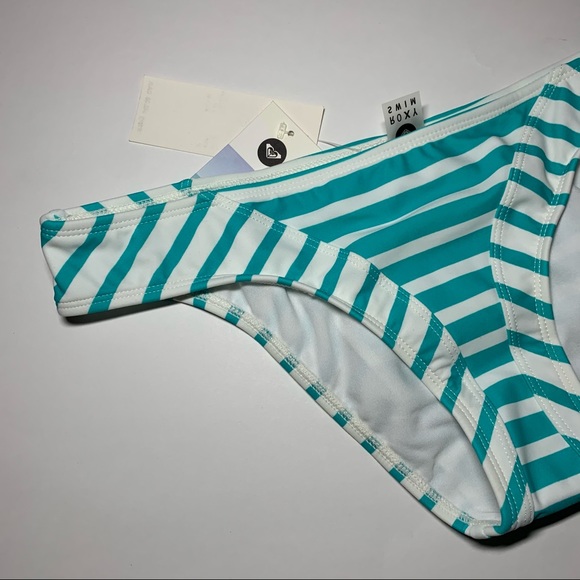 Sz. Med Roxy turquoise white stripe NWT bikini bottom - Picture 6 of 12